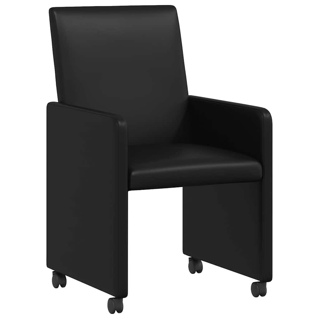 Set van 2 Zwarte Eetstoelen met Wielen (35% Korting)