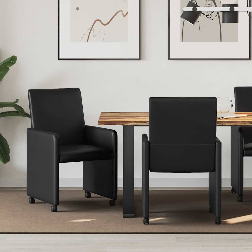 Set van 2 Zwarte Eetstoelen met Wielen (35% Korting)