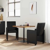 Set van 2 Zwarte Eetstoelen met Wielen (35% Korting)