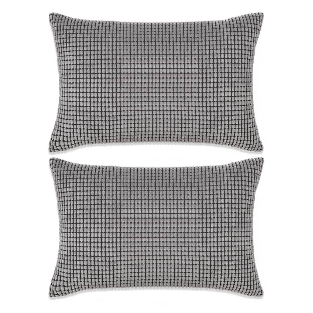 Set van 2 Velours Sierkussens Grijs (40x60 cm) - 49% Korting!