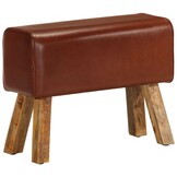 Leren Bankje met Mangohouten Poten - 58 cm - 30% Korting