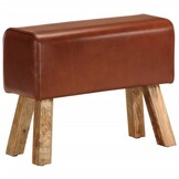 Leren Bankje met Mangohouten Poten - 58 cm - 30% Korting