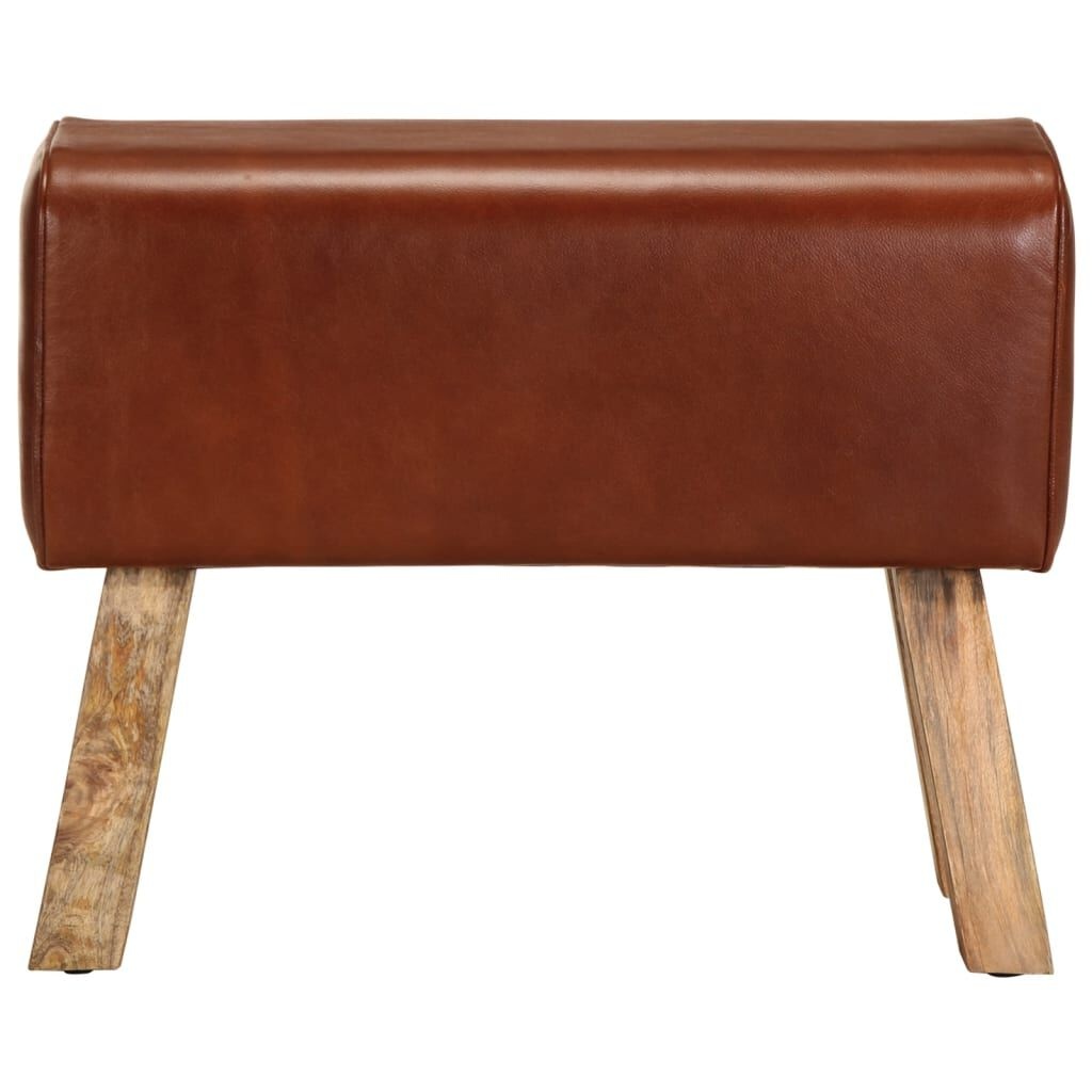 Leren Bankje met Mangohouten Poten - 58 cm - 30% Korting