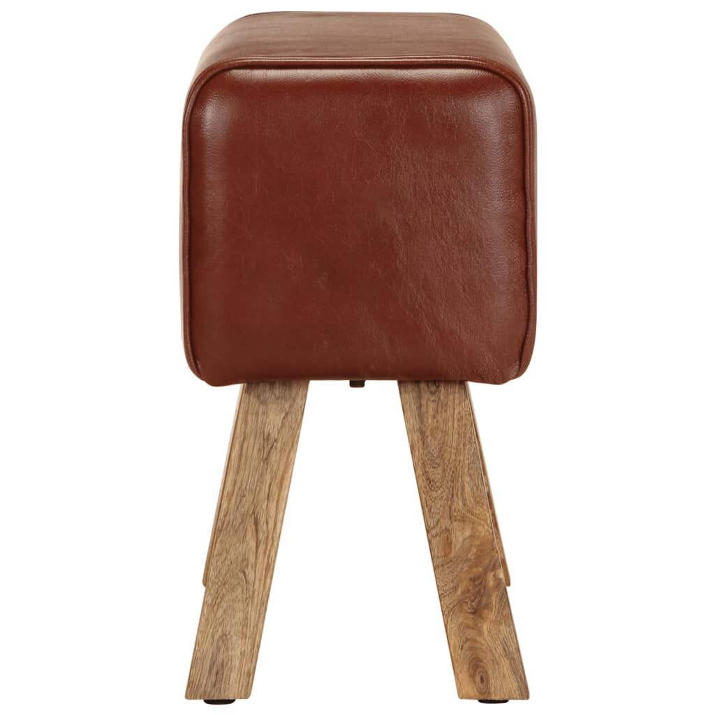 Leren Bankje met Mangohouten Poten - 58 cm - 30% Korting