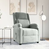 Verstelbare Fluweel Fauteuil Lichtgrijs - 35% Korting