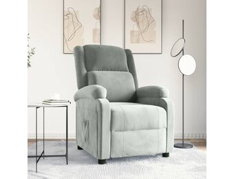 Verstelbare Fluweel Fauteuil Lichtgrijs - 35% Korting