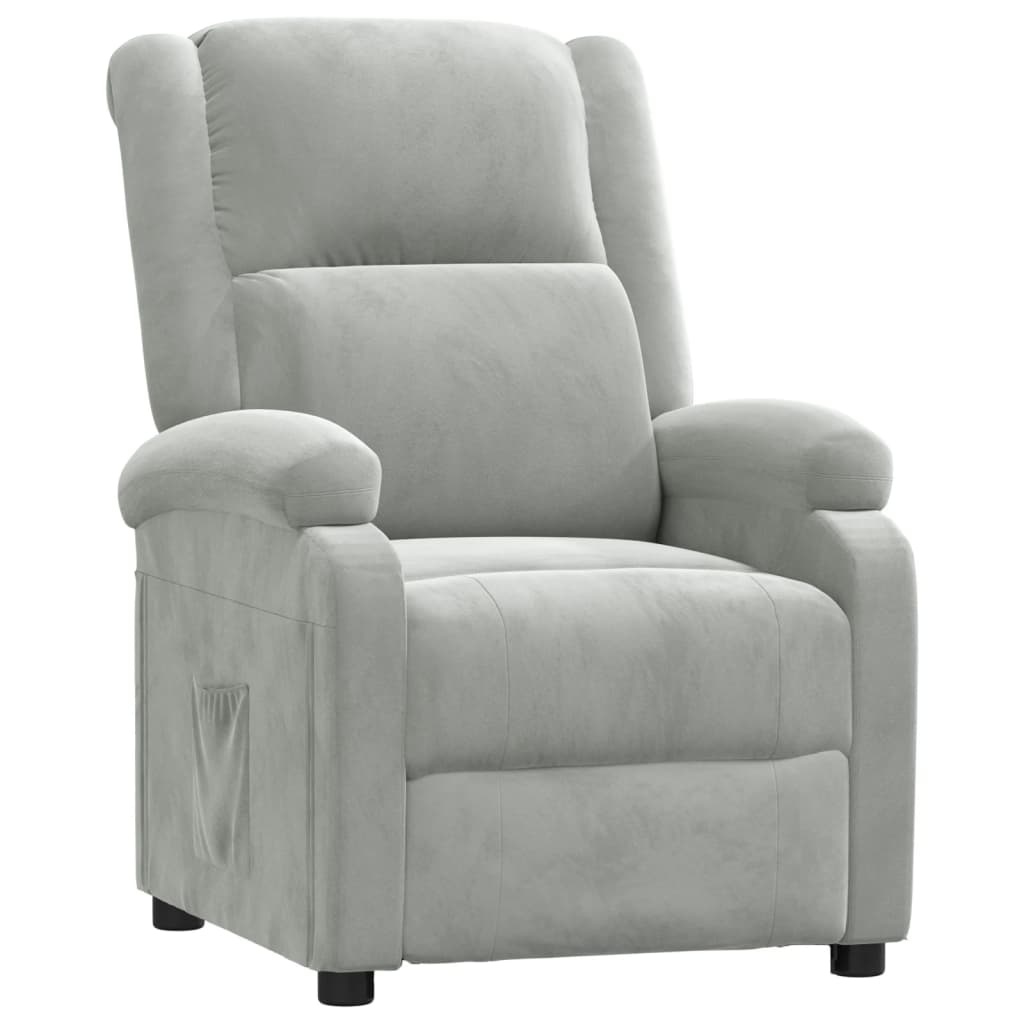 Verstelbare Fluweel Fauteuil Lichtgrijs - 35% Korting
