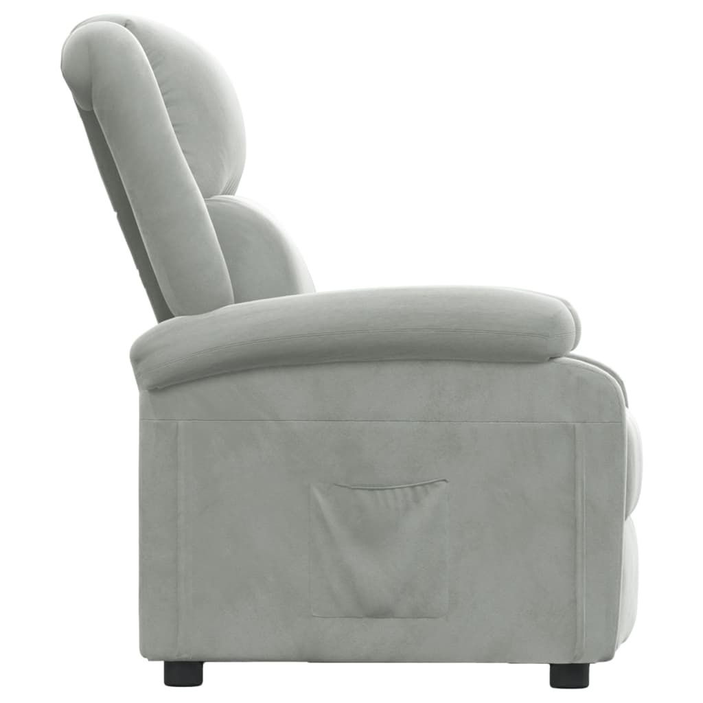 Verstelbare Fluweel Fauteuil Lichtgrijs - 35% Korting