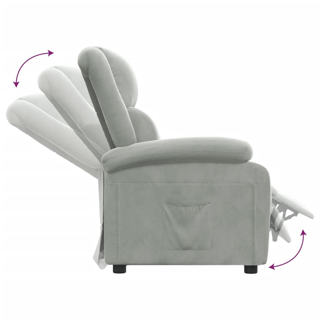 Verstelbare Fluweel Fauteuil Lichtgrijs - 35% Korting