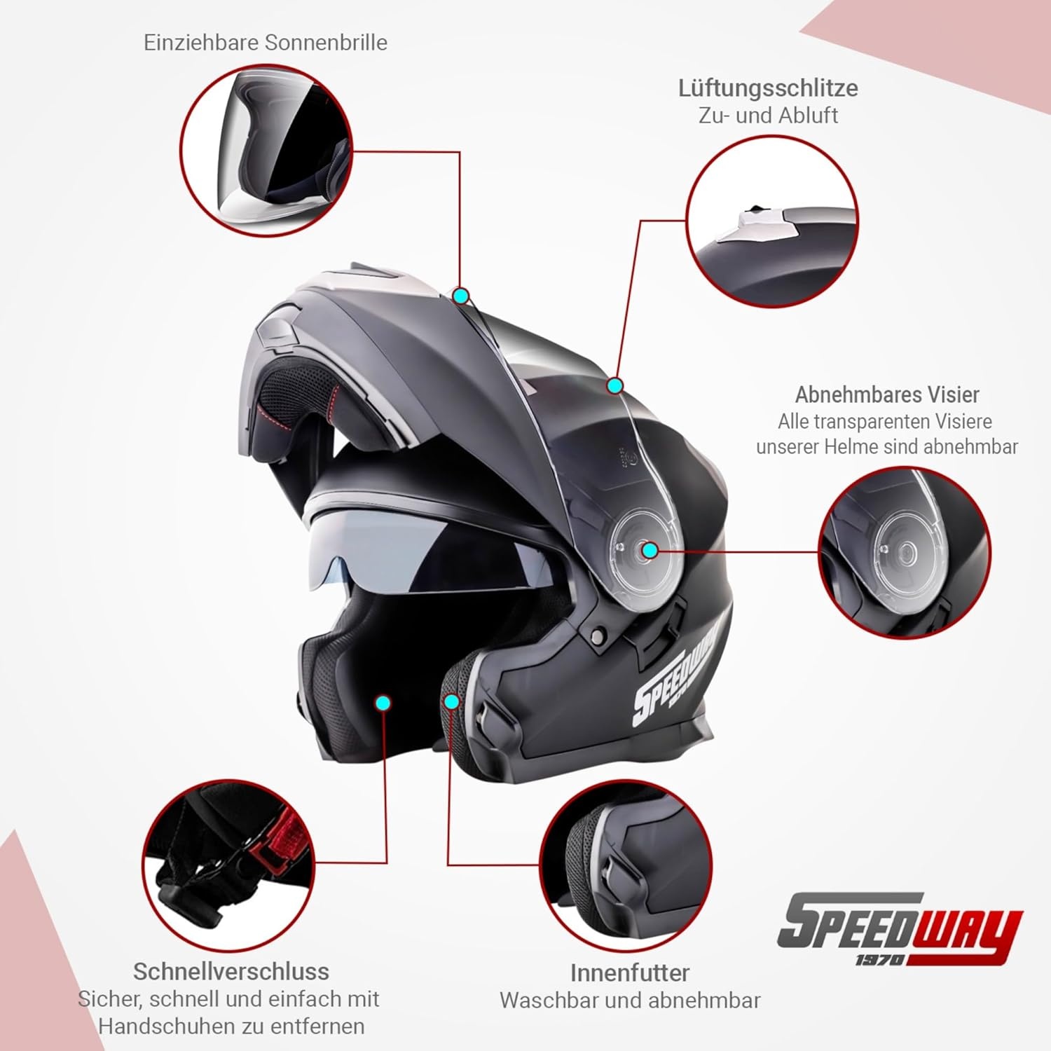 Modulaire Motorhelm Dames Heren 34% Korting | Zwart-Mat Wit