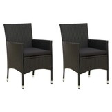 VidaXL Tuinstoelen 2 st. Kussens Poly Rattan Zwart - 35% Korting