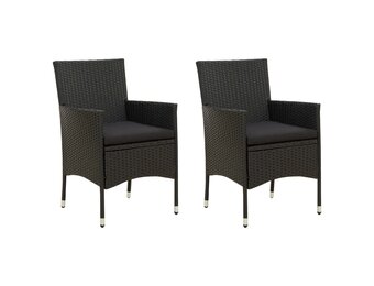 VidaXL Tuinstoelen 2 st. Kussens Poly Rattan Zwart - 35% Korting