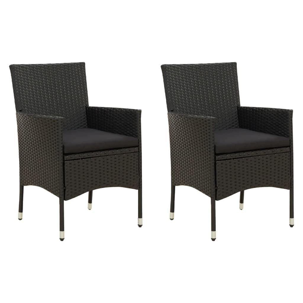 VidaXL Tuinstoelen 2 st. Kussens Poly Rattan Zwart - 35% Korting