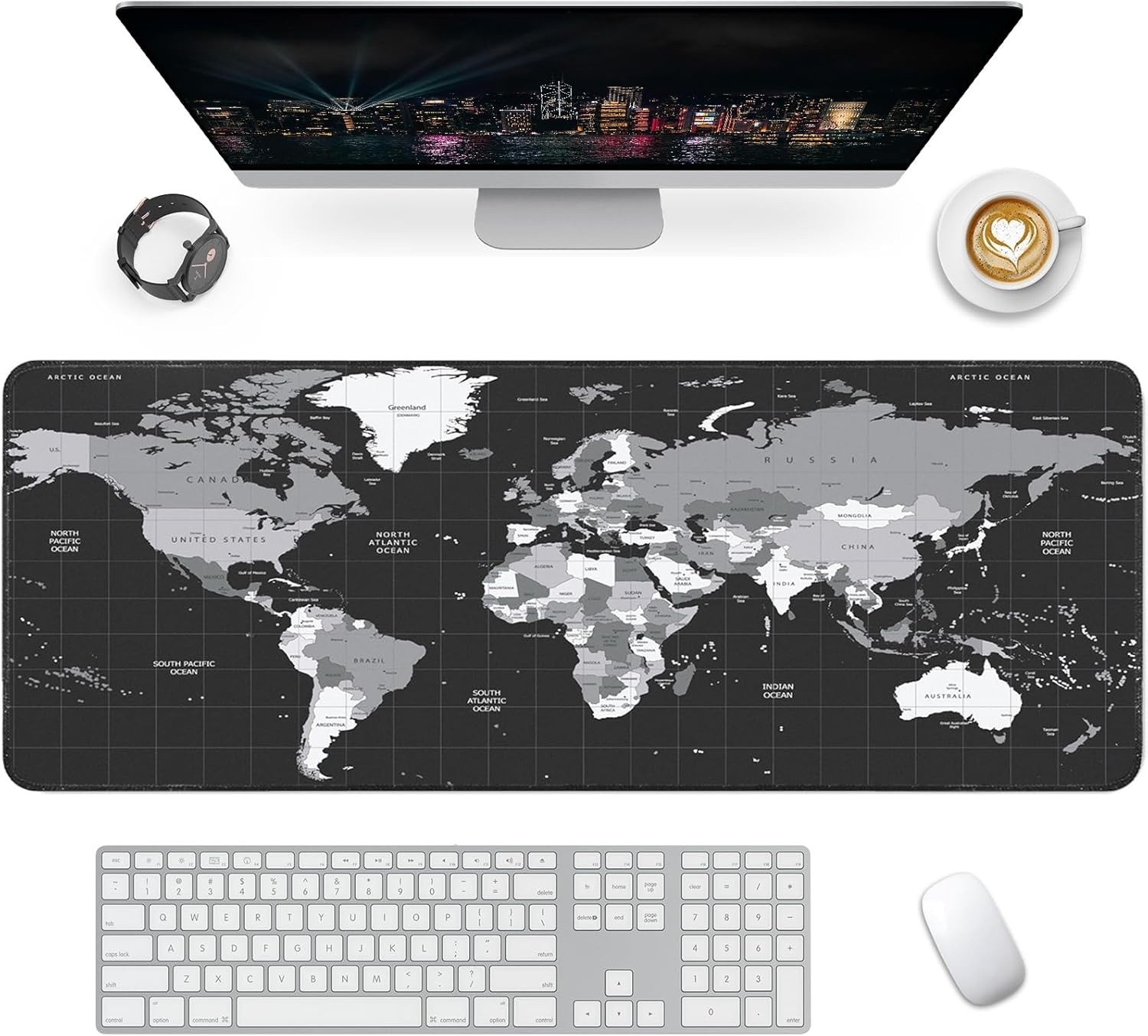 XXL Gaming Muismat Bureauonderlegger 80x30cm Wereldkaart - 26% Korting!
