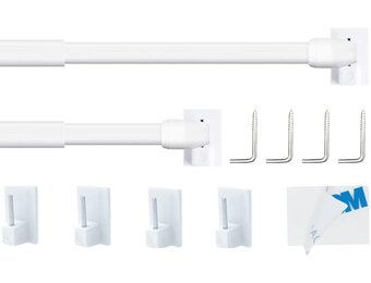 Vitragestangen Uitschuifbaar (2 stuks) - Wit, 90-150cm - 62% Korting!