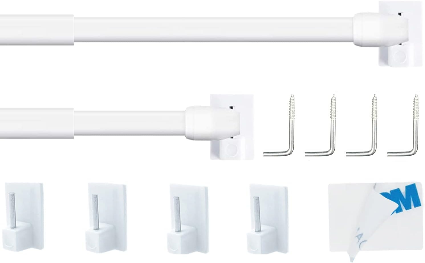 Vitragestangen Uitschuifbaar (2 stuks) - Wit, 90-150cm - 62% Korting!