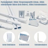 Vitragestangen Uitschuifbaar (2 stuks) - Wit, 90-150cm - 62% Korting!
