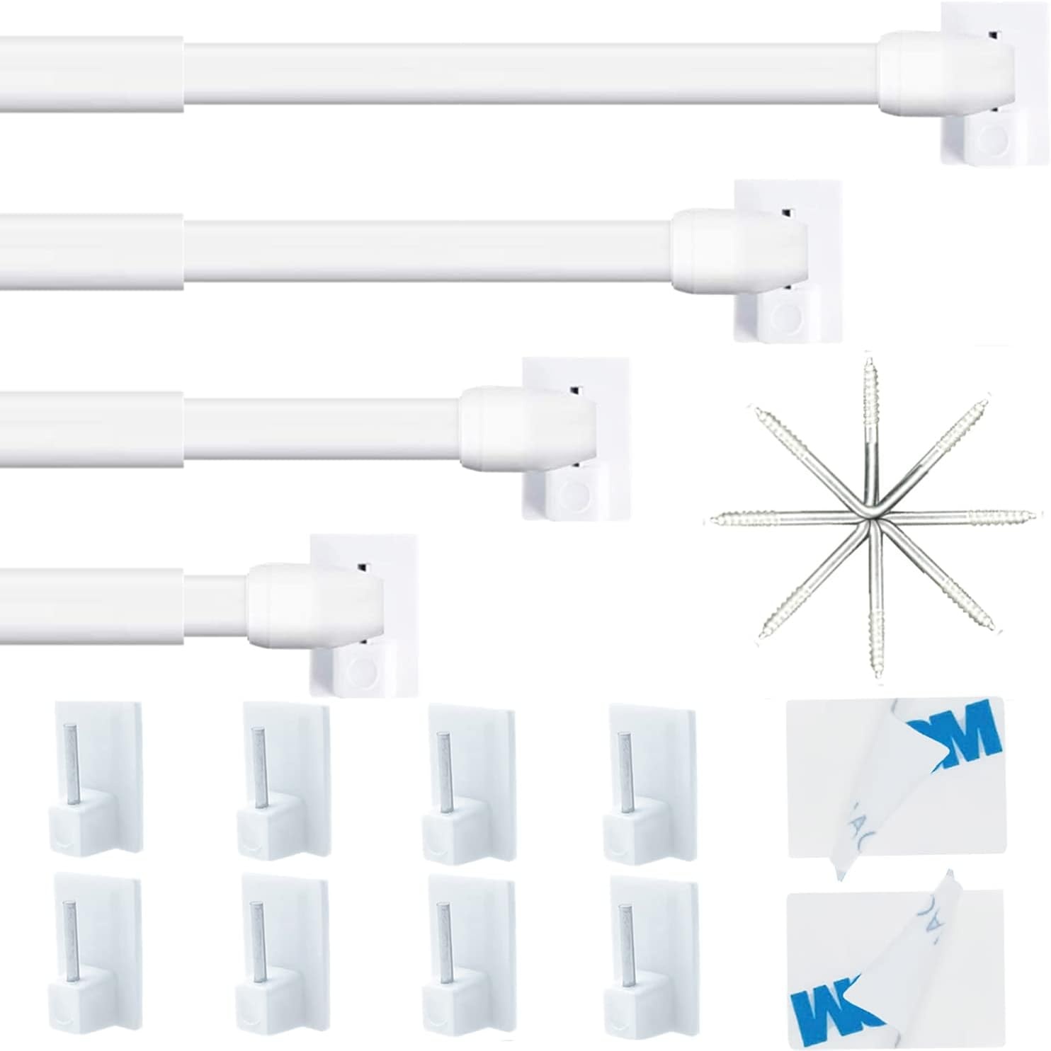 Vitragestangen Uitschuifbaar (2 stuks) - Wit, 90-150cm - 62% Korting!