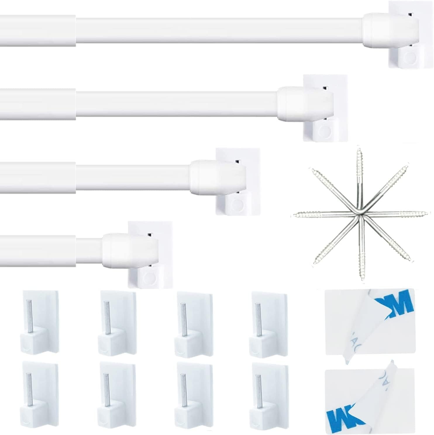 Vitragestangen Uitschuifbaar (2 stuks) - Wit, 90-150cm - 62% Korting!