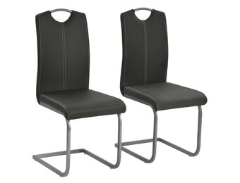 Eetkamerstoelen Kunstleer Grijs - Set van 2 - 35% Korting