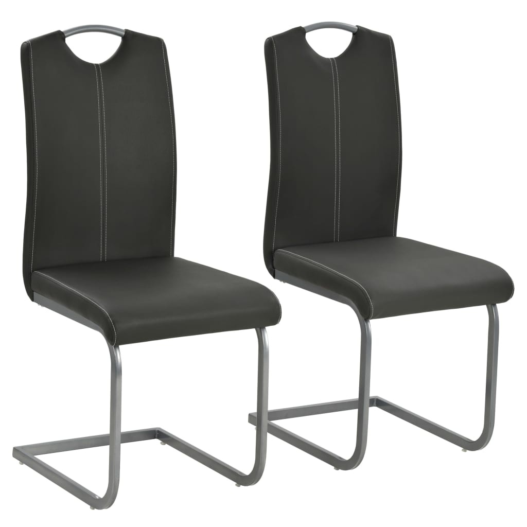 Eetkamerstoelen Kunstleer Grijs - Set van 2 - 35% Korting