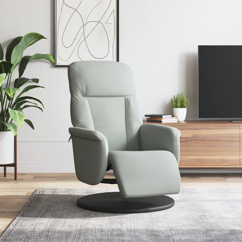 Verstelbare Fauteuil met Voetensteun - Fluweel Lichtgrijs - 54% Korting