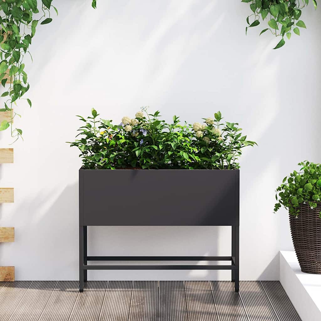 Verhoogde Tuin Plantbak Zwart Staal 60x26x45cm - 34% Korting