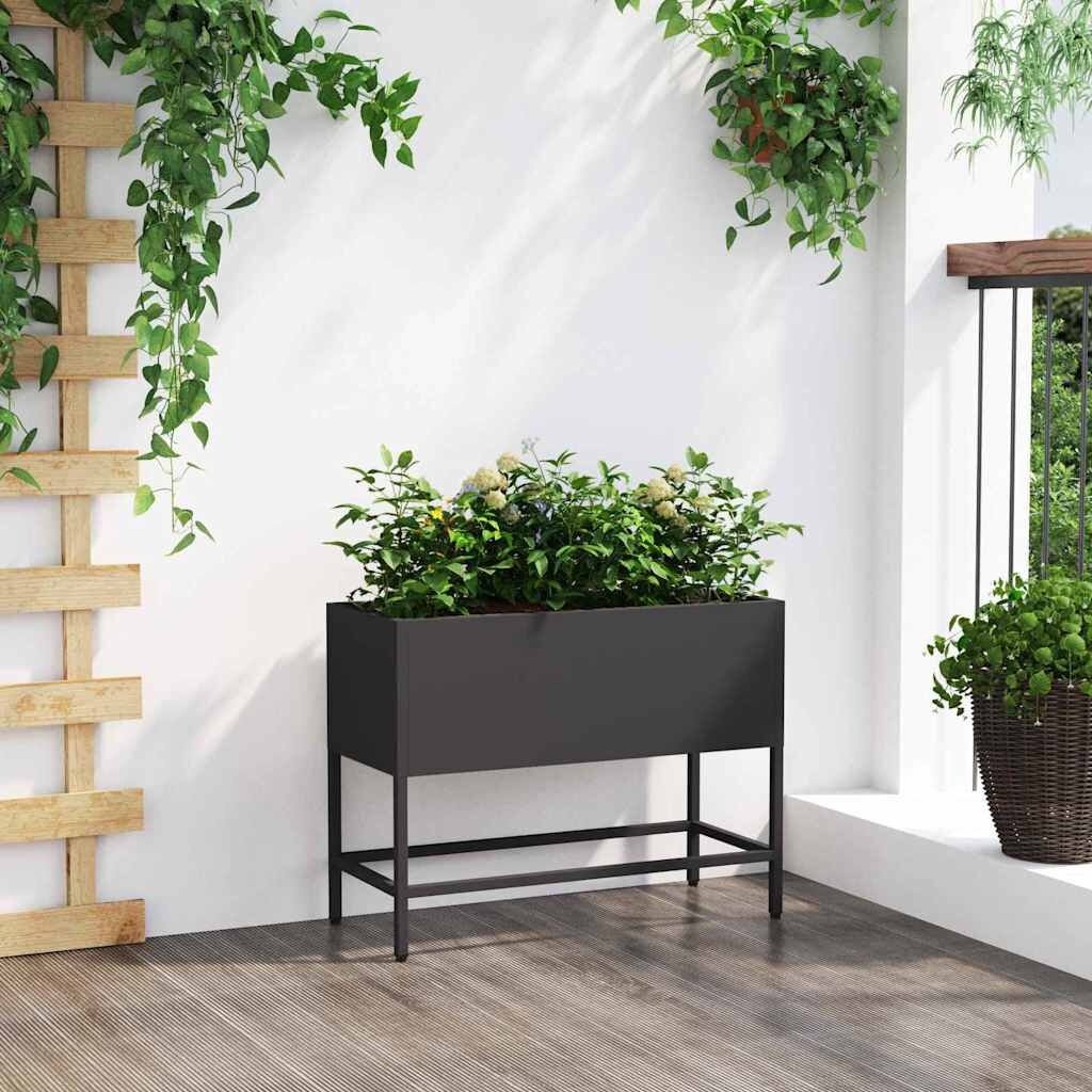 Verhoogde Tuin Plantbak Zwart Staal 60x26x45cm - 34% Korting