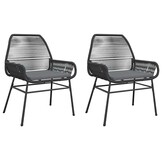 vidaXL Tuinstoelen (2 st) met Kussens - Poly Rattan Zwart, 34% Korting!