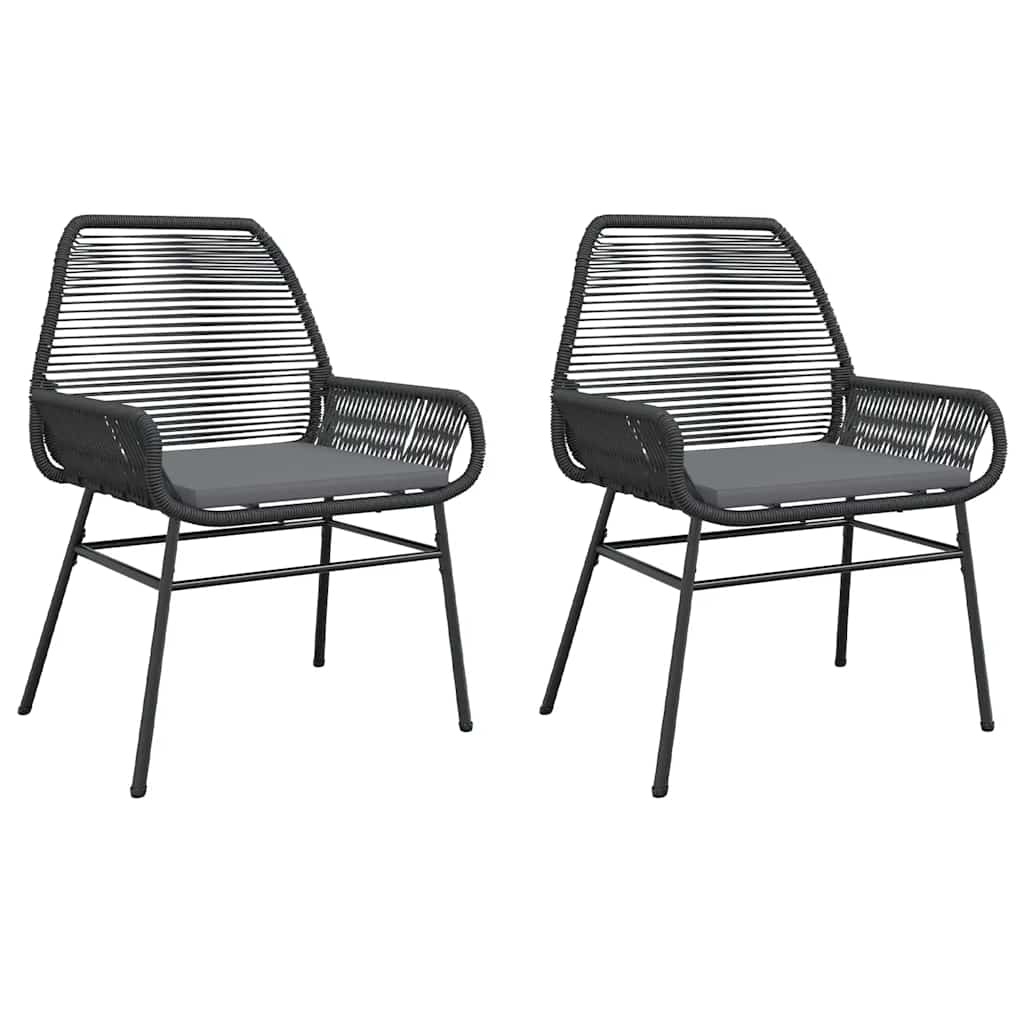 vidaXL Tuinstoelen (2 st) met Kussens - Poly Rattan Zwart, 34% Korting!