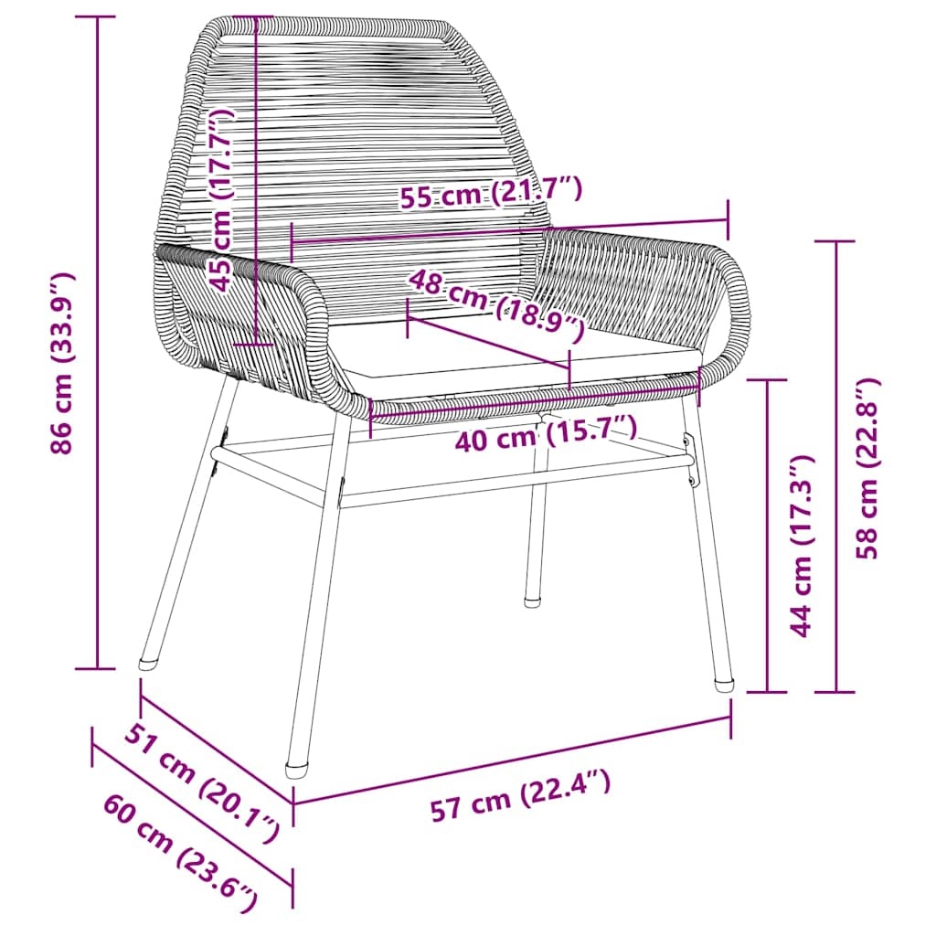 vidaXL Tuinstoelen (2 st) met Kussens - Poly Rattan Zwart, 34% Korting!