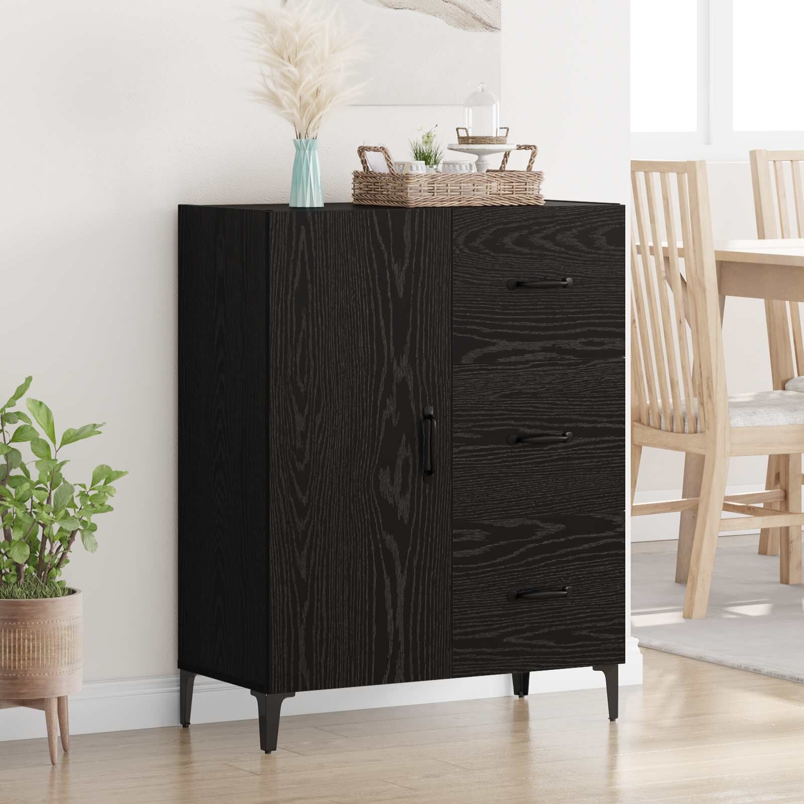 Dressoir Zwart Eiken met Lades - 54% Korting