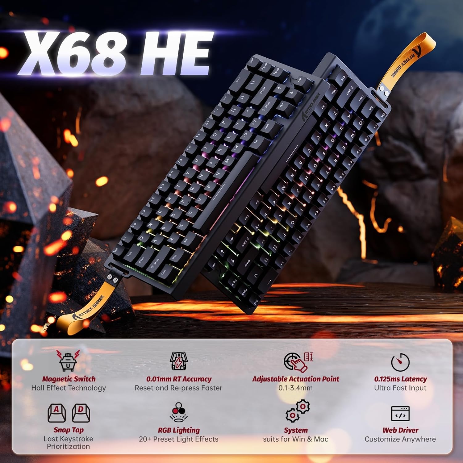 Gaming Toetsenbord X68 HE: 8000Hz, Magnetische Schakelaar, 34% Korting