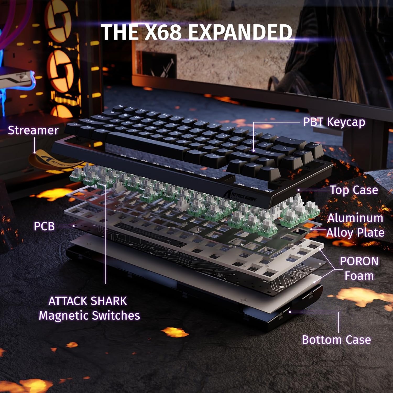 Gaming Toetsenbord X68 HE: 8000Hz, Magnetische Schakelaar, 34% Korting