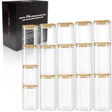 16 Glazen Voorraadpotten Set - Vierkant met Bamboe Deksel - 1000/600ml - 29% Korting