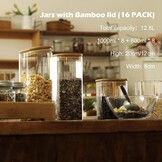 16 Glazen Voorraadpotten Set - Vierkant met Bamboe Deksel - 1000/600ml - 29% Korting