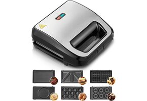 FOHERE Contactgrill 6-in-1 (750W) - Zwart | 53% Korting