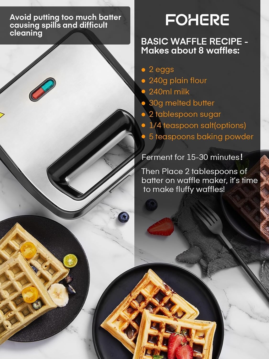 FOHERE Contactgrill 6-in-1 (750W) - Zwart | 53% Korting