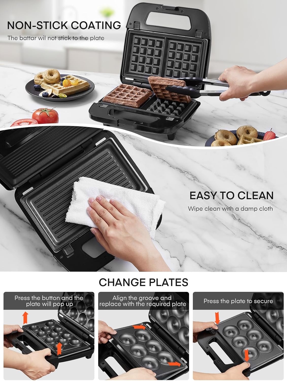 FOHERE Contactgrill 6-in-1 (750W) - Zwart | 53% Korting