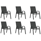 Stapelbare Tuinstoelen Textilene Zwart - 6 Stuks (35% Korting)