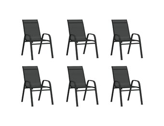 Stapelbare Tuinstoelen Textilene Zwart - 6 Stuks (35% Korting)