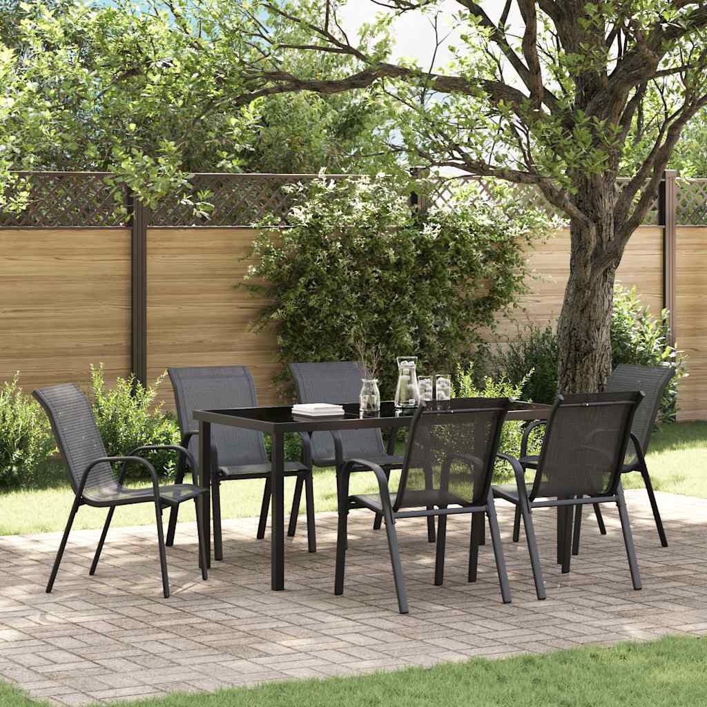 Stapelbare Tuinstoelen Textilene Zwart - 6 Stuks (35% Korting)