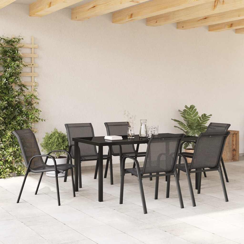 Stapelbare Tuinstoelen Textilene Zwart - 6 Stuks (35% Korting)