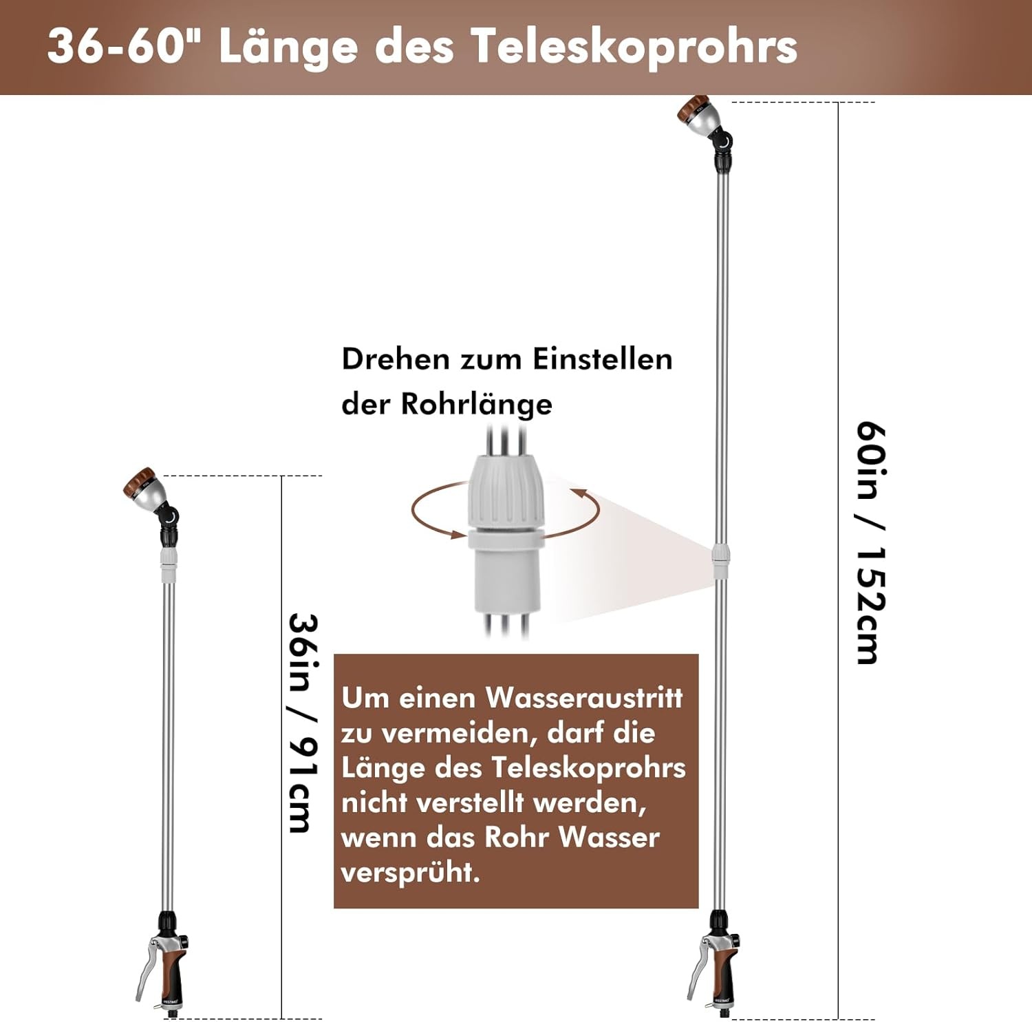 Telescopische Tuinspuit 92-152cm | 56% Korting | Draaibare Kop & 7 Sproeistanden