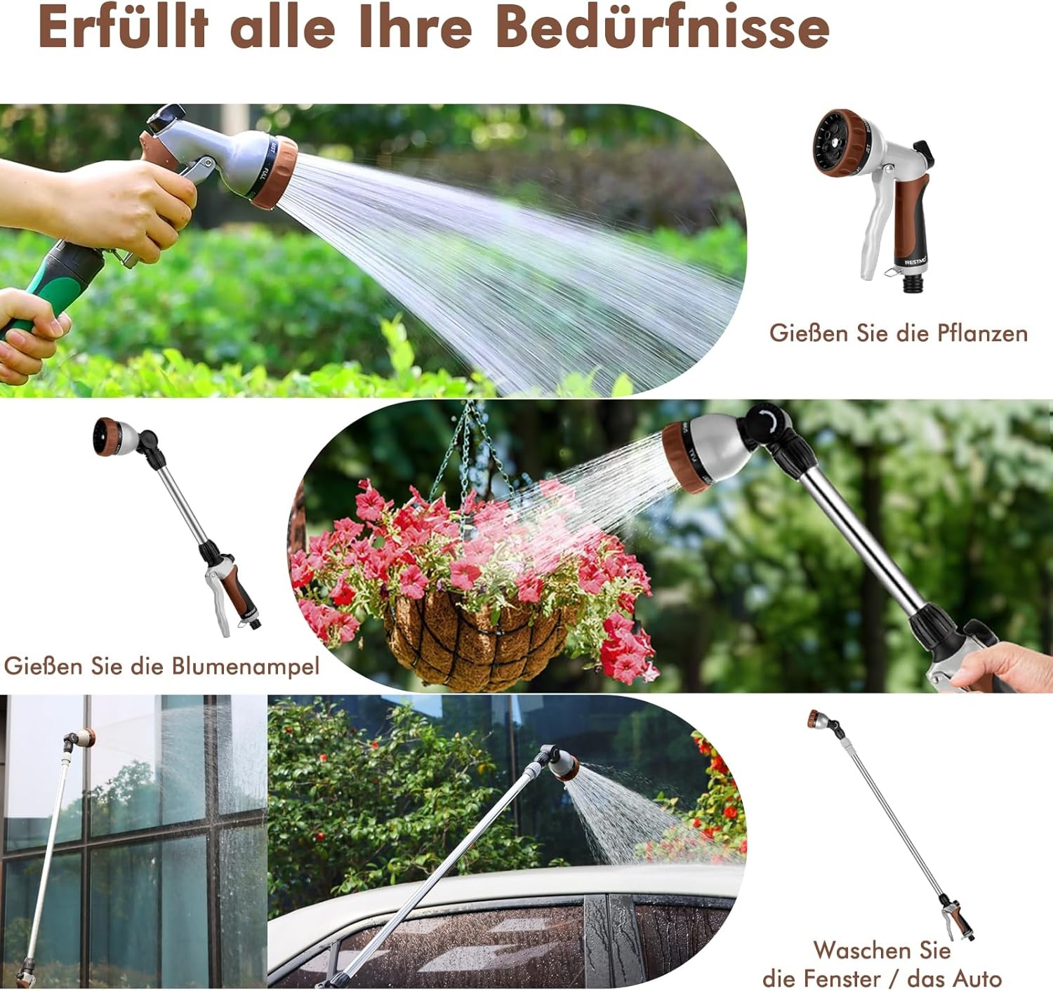 Telescopische Tuinspuit 92-152cm | 56% Korting | Draaibare Kop & 7 Sproeistanden