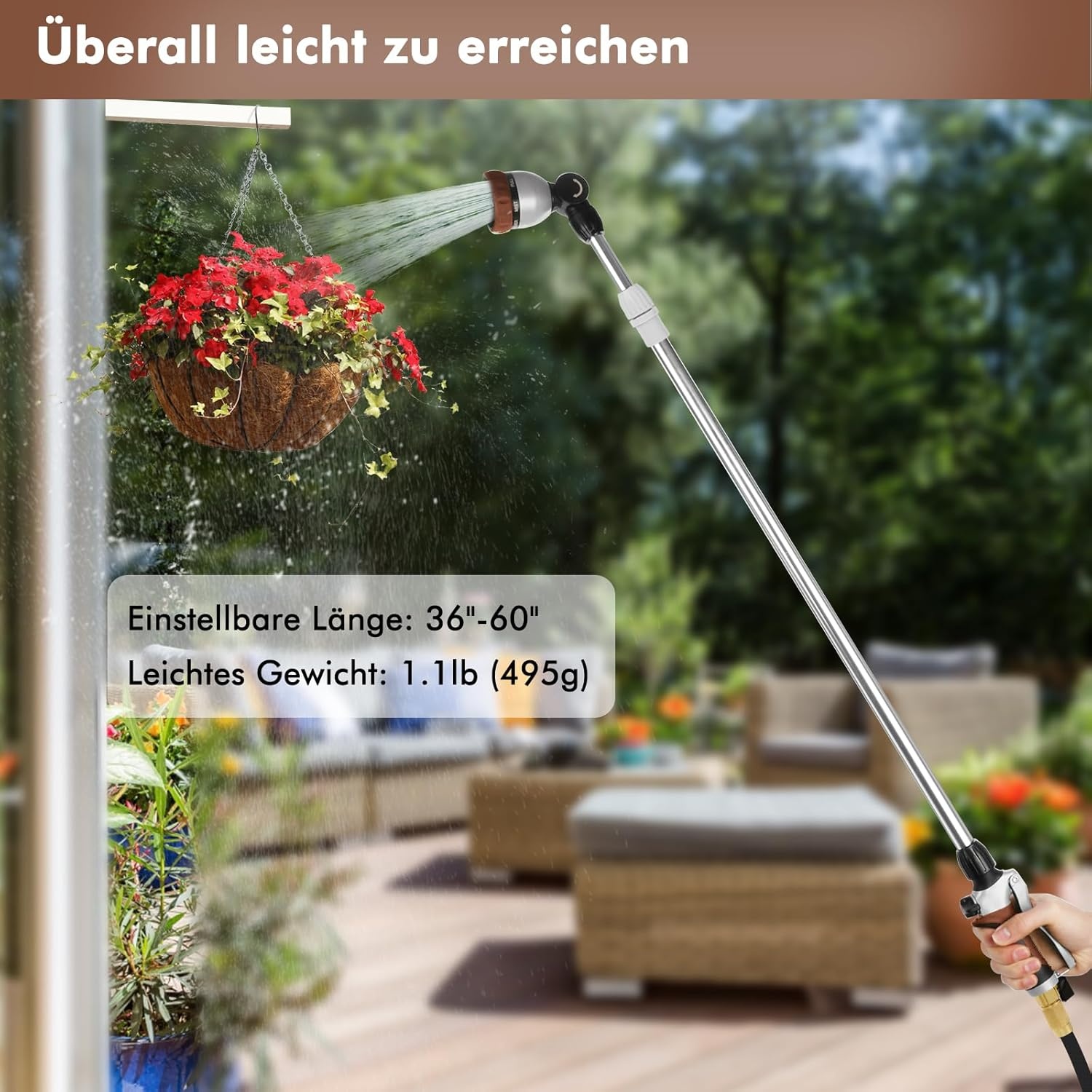 Telescopische Tuinspuit 92-152cm | 56% Korting | Draaibare Kop & 7 Sproeistanden