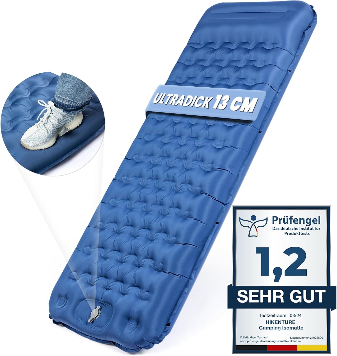 Zelfopblazende Slaapmat 13cm - Ultralicht met Kussen & Voetpomp (-34%)