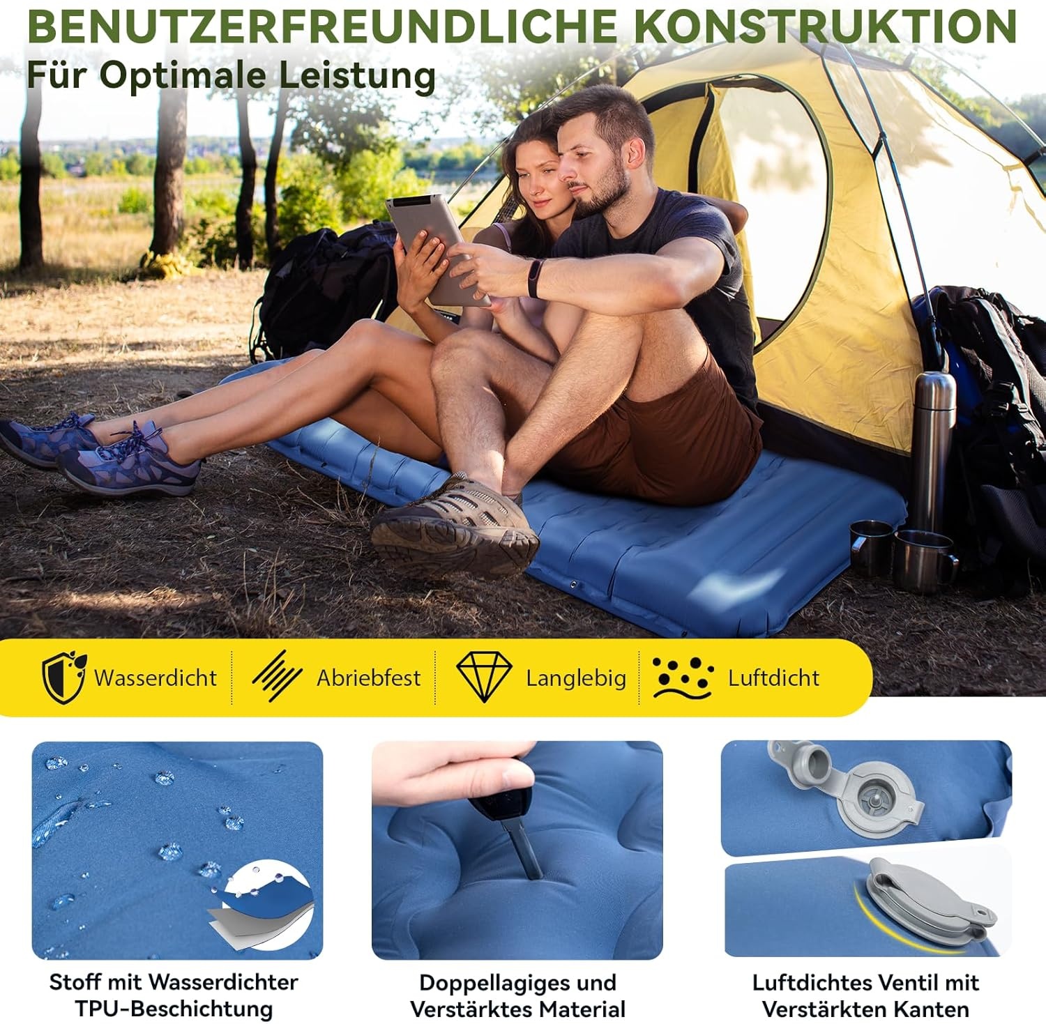 Zelfopblazende Slaapmat 13cm - Ultralicht met Kussen & Voetpomp (-34%)