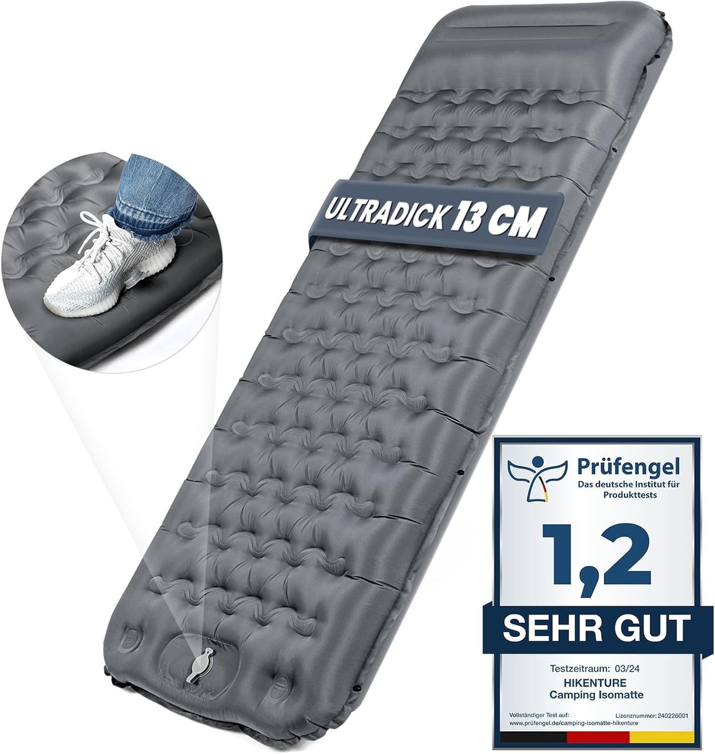 Zelfopblazende Slaapmat 13cm - Ultralicht met Kussen & Voetpomp (-34%)
