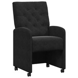 Eetstoelen met wielen, Zwart Fluweel (2 stuks) - 35% Korting